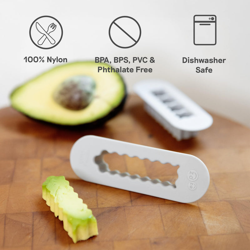 [Australia] - ezpz Baby Led Weaning Food Cutters | 2 Pack | For Ages 6 Months to 9 Months + (Pewter) Pewter 