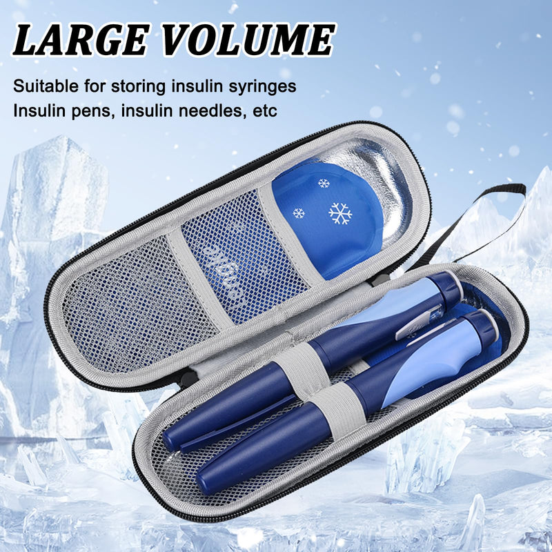 [Australia] - Geaanen Insulin Cooler Bag, Insulin Cooler Box, Insulin Pen Bag, Diabetes Bag, Medication Cooler Bag, Compact and Portable, Waterproof, Heat-Insulating and Wear-Resistant (Blue, + Ice Strips*2) 