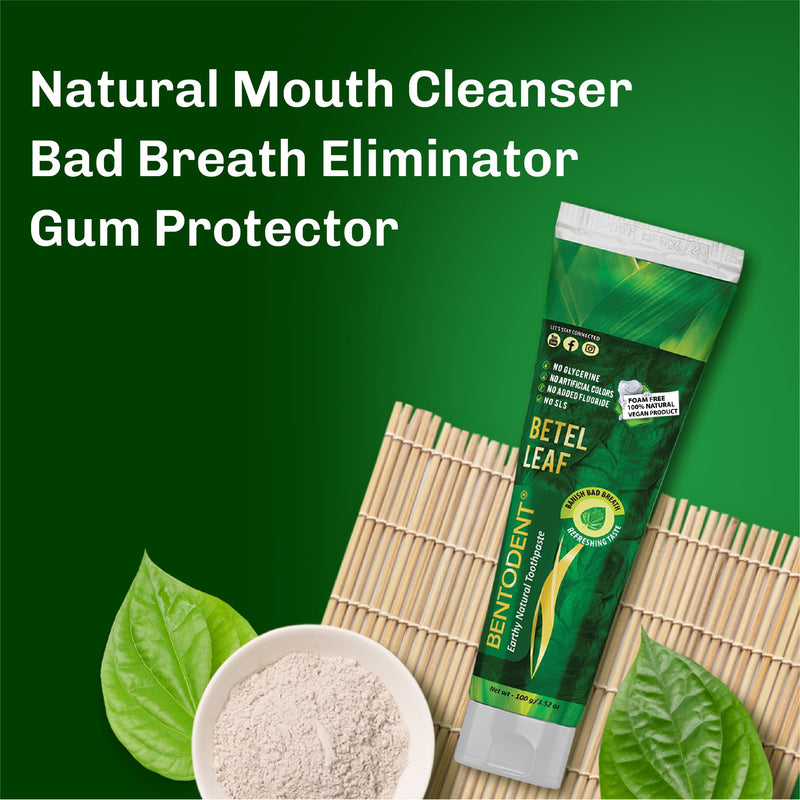 [Australia] - Bentodent Fluoride Free Remineralizing Calcium Bentonite Clay Natural Toothpaste-Certified Organic Ingredients-SLS Free,Vegan, Sensitive and Teeth Whitening - Adult & Kids (Betel Leaf) 