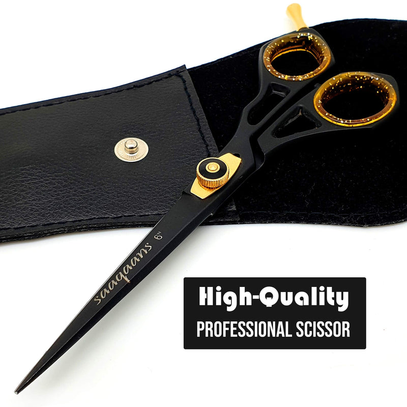 Saaqaans SQR-01 Professional Hairdressing Scissor - Perfect for Hair Salon/Barber/Hairdresser and Home use to Trim your Haircut/Beard/Moustache - Comes with Beautiful Black Pouch/Case