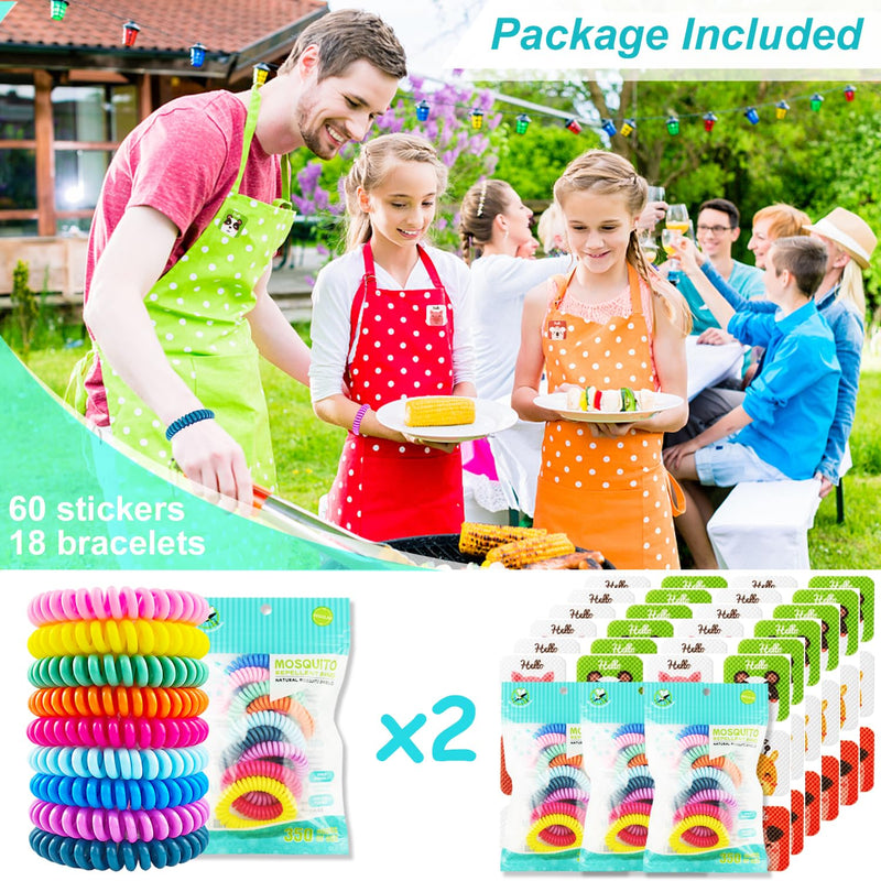 [Australia] - 18 Pack Mosquito Repellent Bracelets with 60 Pack Mosquito Patches, DEET-Free Insect & Bug Repellent Wrist Bands for Kids & Adults Outdoor Camping Fishing Traveling 