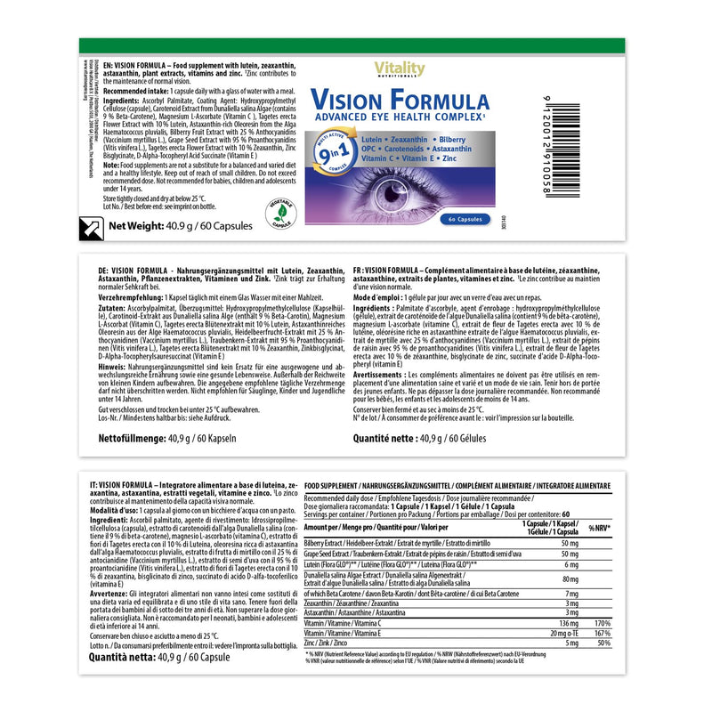 [Australia] - High-dose eye vitamins, Vision Formula nutritional supplement to maintain normal vision (60 capsules) Vitality Nutritionals by VitaminExpress 