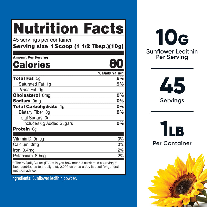[Australia] - Nutricost Sunflower Lecithin (1 Pound) - Natural Phosphatidylcholine, Vegan, Gluten-Free, GMO-Free 