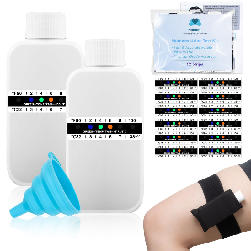[Australia] - U Pass Leak-Proof Urine Test Kit with Funnel - Adjustable Velcro Leg Strap, Neoprene Bag, Temperature Strips - Secure & Discreet Urine Bottle for Accurate - Mess-Free Testing 