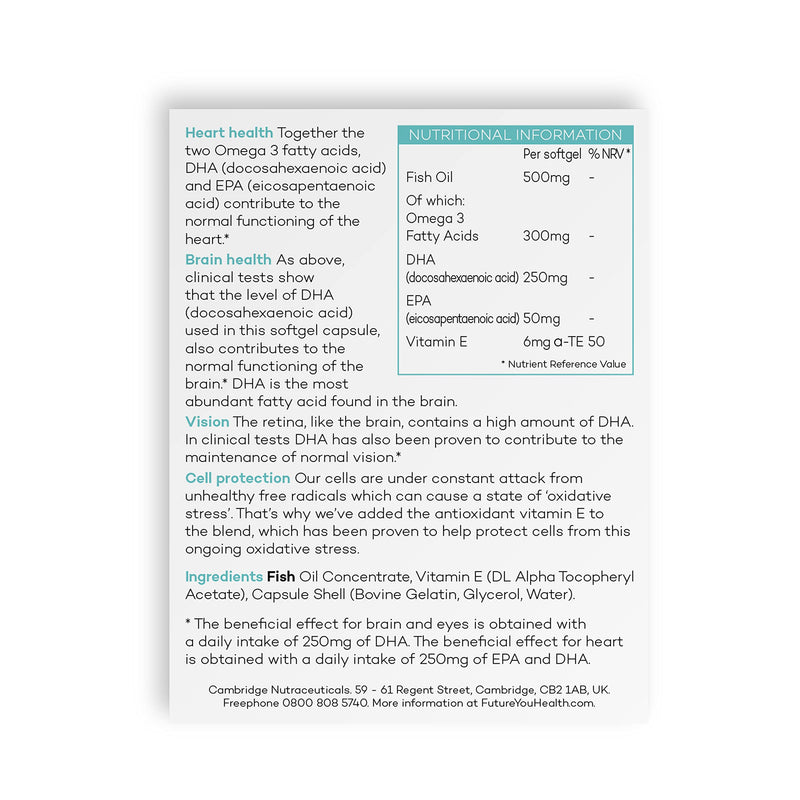 Omega 3 by Prime Fifty - Brain Health Supplement for The Over 50s - 28 Day Supply
