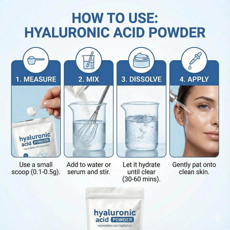 DEJIN Hydrating Hyaluronic Acid Powder for Daily Skincare, 100g - Low Molecular Weight, Water Soluble for Skin Moisture & DIY Facial Serum