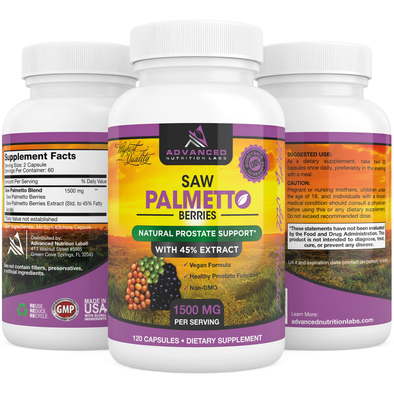 [Australia] - Saw Palmetto, 1500 mg, 120 Capsules, plus Extract for women and Men 