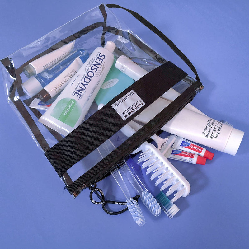 Rough Enough Clear Toiletry Bag TSA Approved Clear Makeup Bag Pouch Bundle Set
