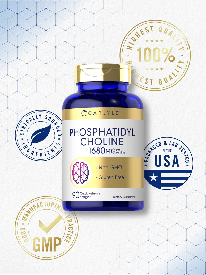 Carlyle Phosphatidyl Choline | 1,680mg | 90 Quick Release Softgels | Non-GMO & Gluten Free Supplement