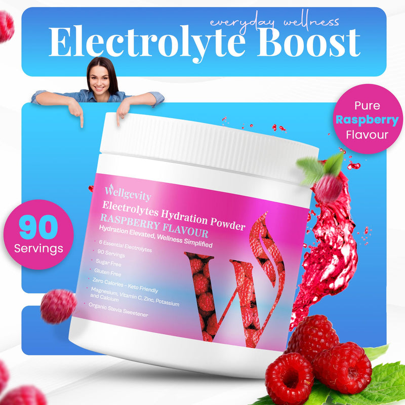 Raspberry Electrolytes Powder – 90 Servings, Sugar Free Electrolyte Hydration Drink, Keto, Electrolyte Powder for Hydration & Keto Fasting – Sugar Free Electrolytes Drink. 333g