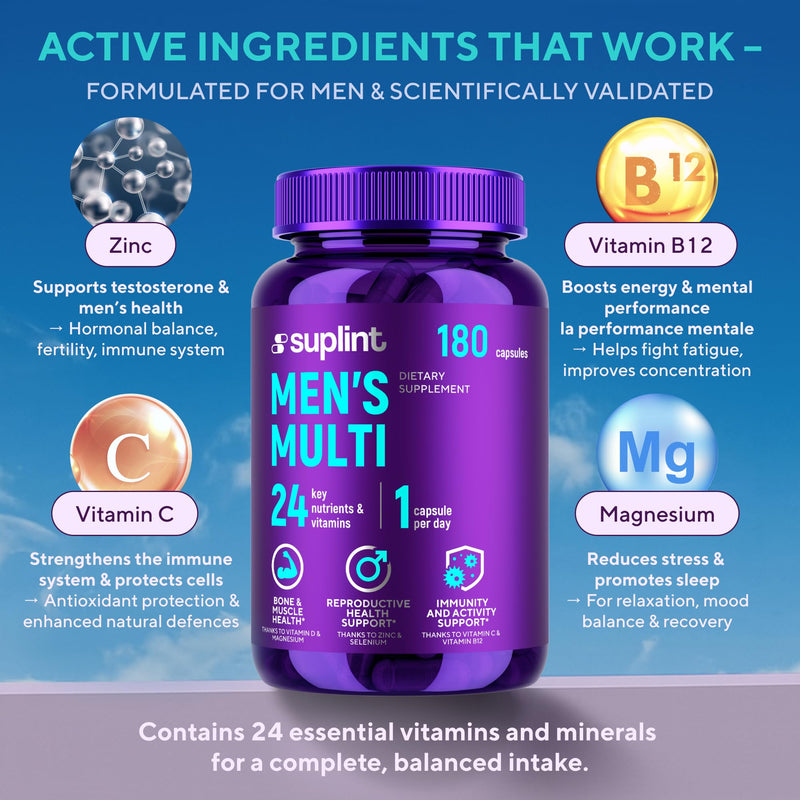 Multivitamin Capsules for Men – A-Z Vitamin & Mineral Complex – 180 Capsules for 180 Days – Multivitamin Tablets for Men – All-in-One Supplement
