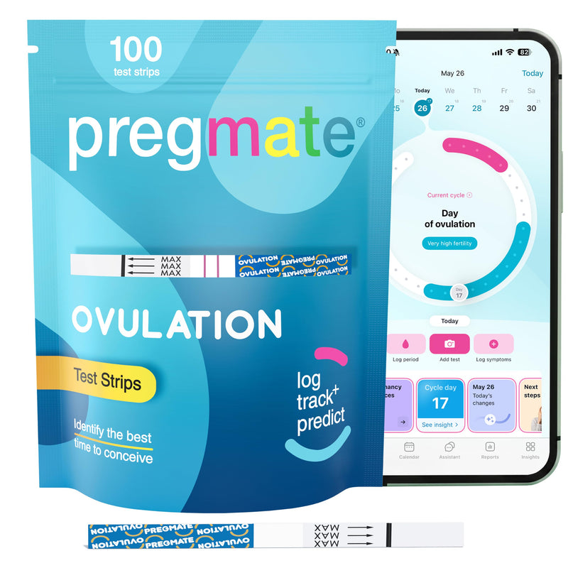 Pregmate 100 Ovulation Test Strips with Numerical LH Result Quantitative Predictor Kit (100 Count)
