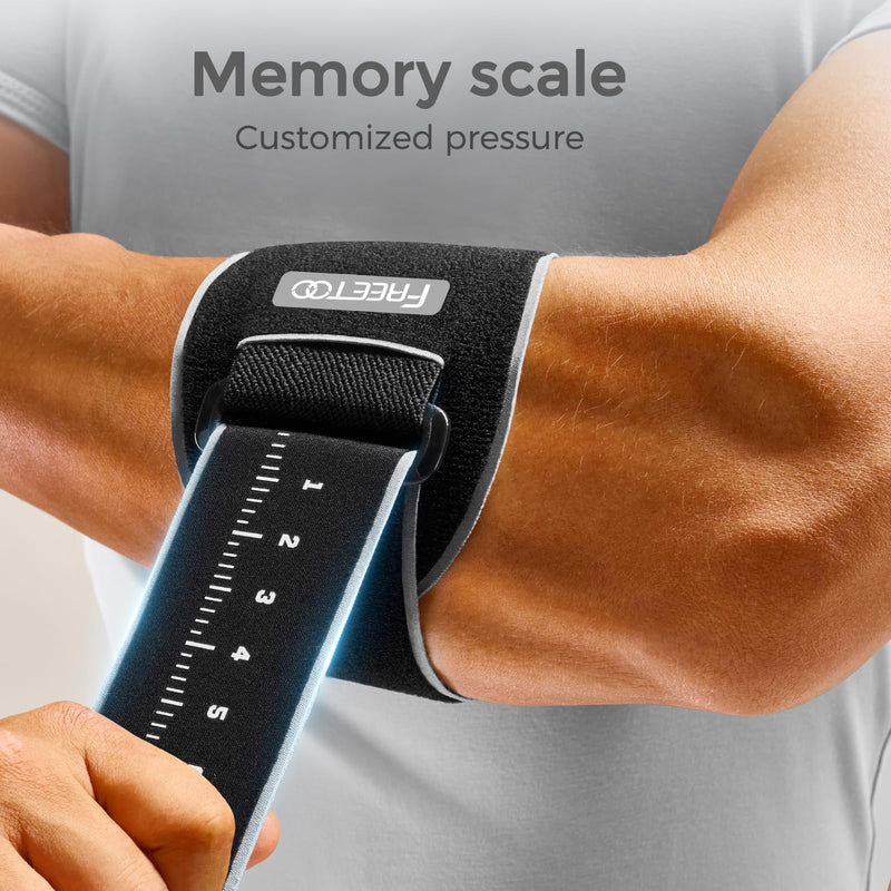 [Australia] - FREETOO Tennis Elbow Brace for Men Women for Tendonitis Relief Treatment, Tennis Elbow Strap with Gel Pad, Golfers Elbow Brace for Men for Pain, Forearm Brace for Medial Epicondylitis Grey S/M Grey-Black 