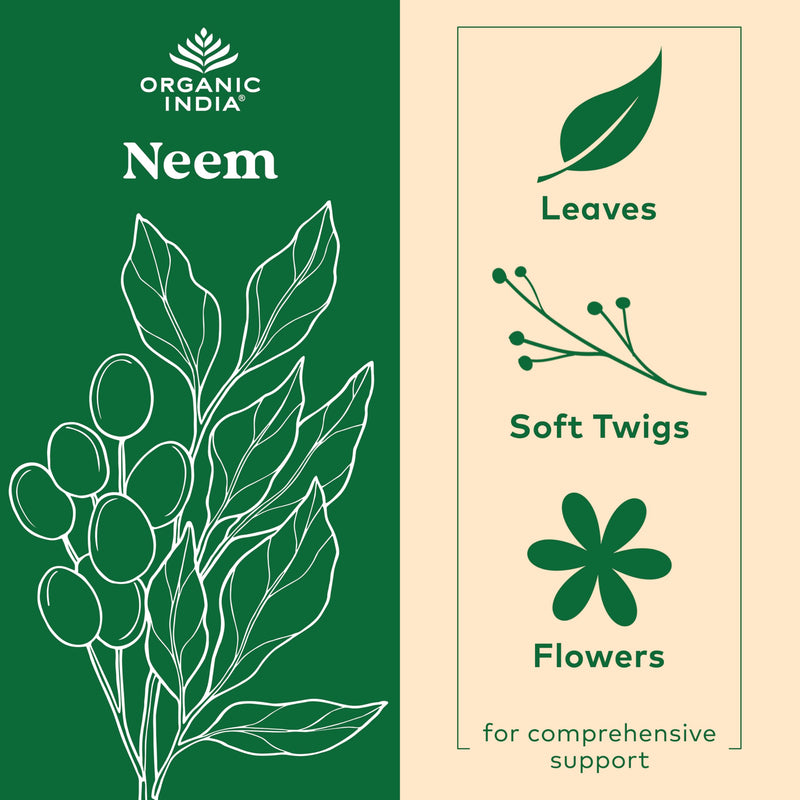 [Australia] - ORGANIC INDIA Neem Leaf Capsules, Herbal Supplement - Supports Skin, Immune, & Liver Health, Detox, Vegan, Gluten-Free, USDA Certified Organic - 180 Capsules 180 Count (Pack of 1) 