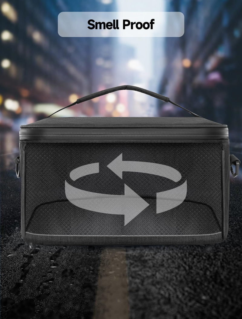 [Australia] - DEEGO Smell Proof Bag, Smell Proof Box Portable Smell Proof Case, Large Capacity Smell Proof Stash Box Enduring Odor Proof Bags with Detachable Shoulder Strap Removable Dividers for Men 