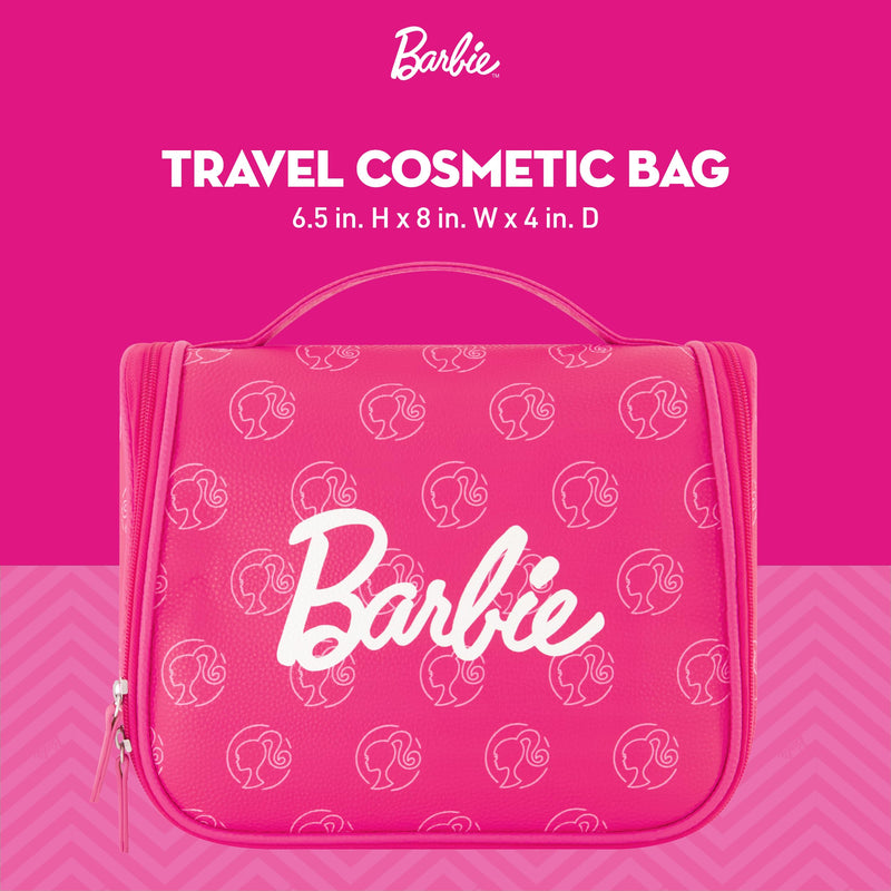 Concept One Barbie Women's Makeup Bag, Small Travel Cosmetic Zipper Pouch Organizer with Logo, Pink | Small Travel Cosmetic Zipper Pouch Organizer with Logo