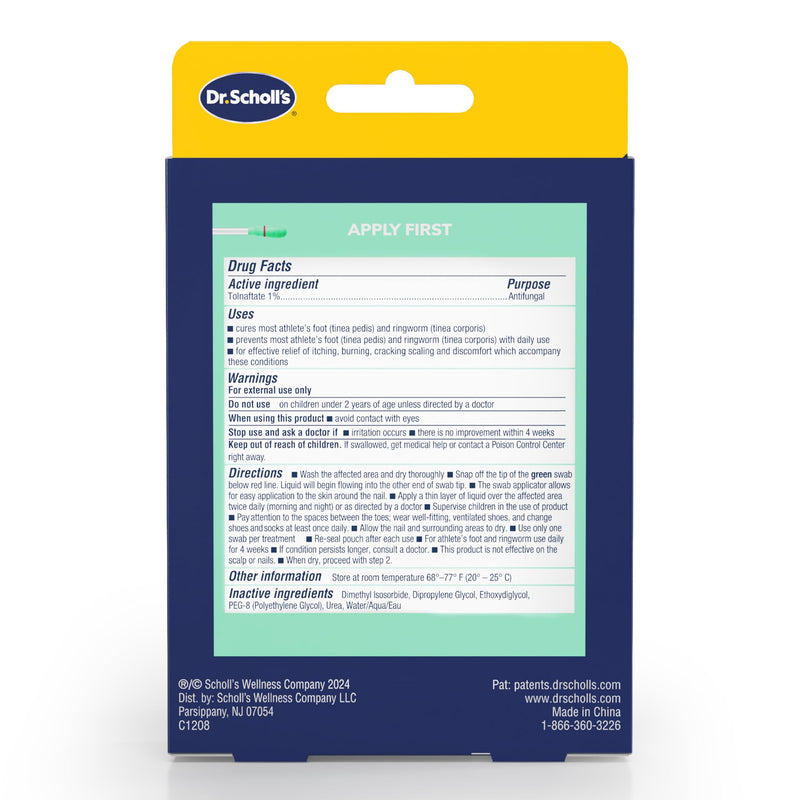 Dr. Scholl’s Fungal Nail Clear & Cure Swabs, 30 ct - Nail Treatment with Tolnaftate to Cure & Relieve Athlete's Foot Fungus Around the Nail + Whitening Swab to Improve Nail Appearance in 2 Days