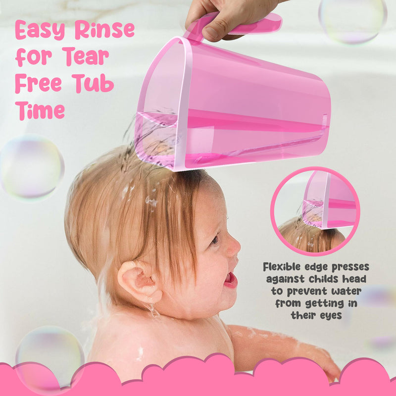 [Australia] - Tear-Free Bathing Experience with Rinse Cup - Soft Flexible Edge, Comfortable Handling & 40 Oz Capacity Pink 