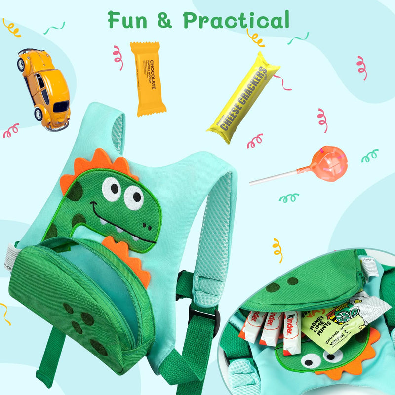 [Australia] - Dr.meter 3 in 1 Toddler Harness Leash + 8.2ft Anti Lost Wrist Link, Cute Dinosaur Kids Safety Harness Tether with Key Lock, Child Protective Leashes While Walking for Outdoor Activity Keep Kids Close 