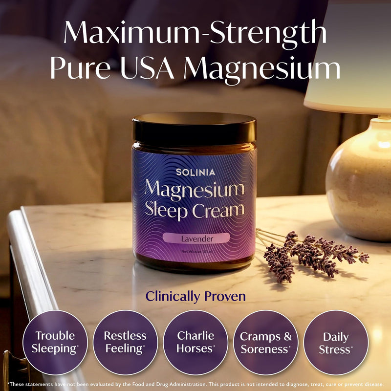 Magnesium Sleep Cream, USA-Made Topical Magnesium Lotion for Sleep | Clean-Ingredient Lavender Lotion for Feet, Nighttime Mag Oil Body Butter, Foot Cream, Relaxing Rub for Muscles, 4oz