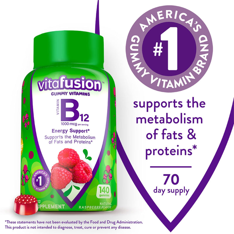 Vitafusion Vitamin B12 Gummy Vitamins, 140 Count & Extra Strength Vitamin B12 Gummy Vitamins, 90 Count Bundle