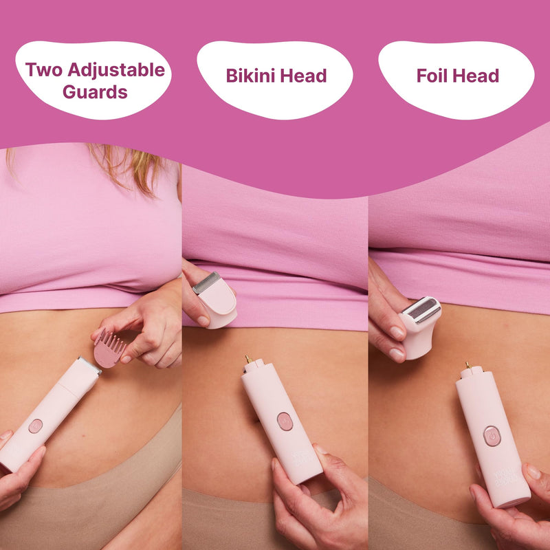 [Australia] - HAPPY CURVES Smoothie Bikini Trimmer - Electric Shaver for Women, Waterproof Hair Trimmer with Adjustable Guards, Personal Shaver for Pubic Hair, Women's Intimate Razor and Berry 