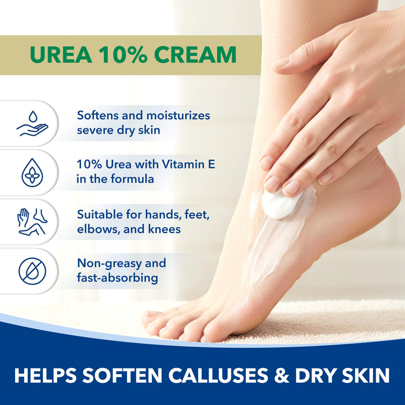 Urea 10% Cream with Vitamin E for Very Dry, Rough and Scaly Skin, Moisturizer for Hands, Feet, Elbows and Knees Inc, 3 oz | Developed for Very Dry, Rough, Bumpy, and Scaly Skin, Moisturizer for Hands, Feet, Elbows, and Knees 3 Ounce (Pack of 1)