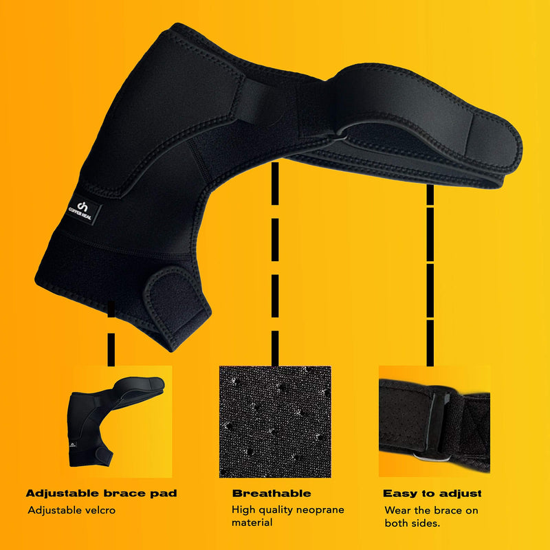 COPPER HEAL – Shoulder Adjustable Clamp Compression Sleeve for Men Women's Support, for Better Back Posture Arm Right & Left Pain Rotator Neck with Stability Sports Pad Gym Ice Strap