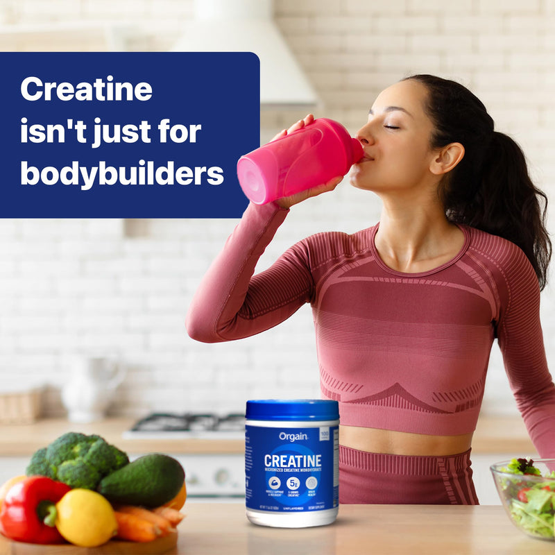[Australia] - Orgain Creatine Monohydrate Micronized Powder, Unflavored, Supports Muscle Growth, Post Workout Recovery and Brain Health, No Artificial Additives, for Men & Women, Vegan, 100 Servings 