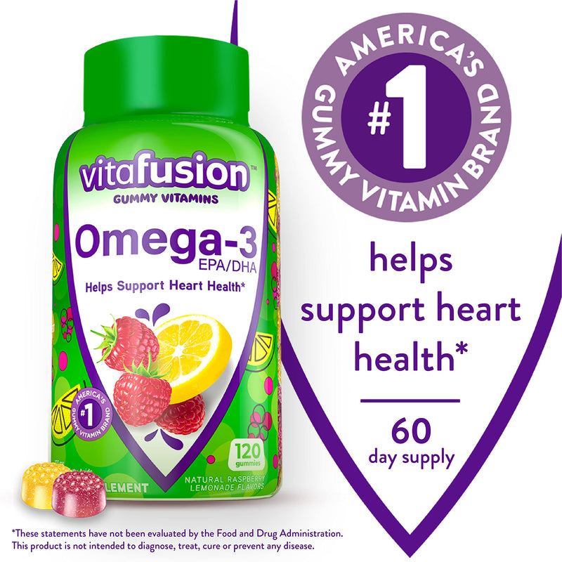 Vitafusion Extra Strength Biotin Gummy Vitamins, Berry Flavored, 5,000 mcg Biotin Vitamins, America’ & Omega-3 Gummy Vitamins, Berry Lemonade Flavored, Heart Health Vitamins(1)
