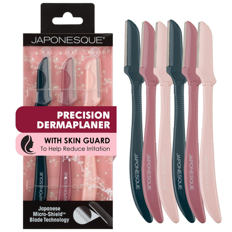 JAPONESQUE Precision Dermaplaner Facial Razors – 2pk 6 Piece Set, Eyebrow and Facial Hair Single Blade Razors for Women and Men, 2pk, 6ct.