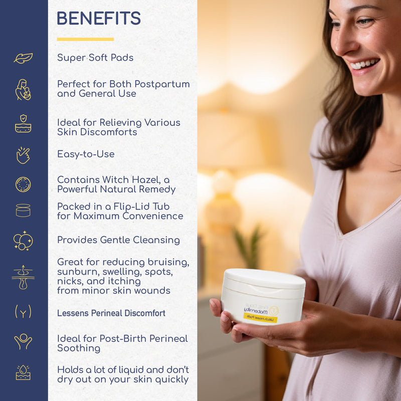 [Australia] - First Days Maternity - Postpartum Accessories Witch Hazel Pads - Witch Hazel Postpartum Pads for Perineal Discomfort - Thick, Absorbent, Gentle on the Skin - Postpartum Essentials - Made in UK - 40 Postnatal Pads 40 Count (Pack of 1) 
