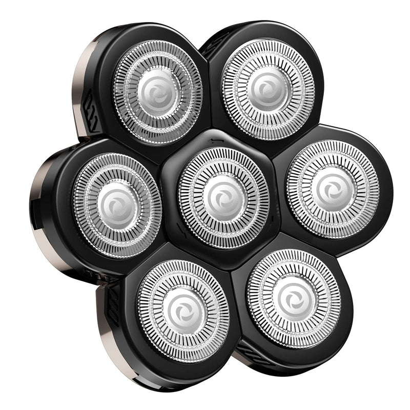 7 Blades Head Shaver Replacement Heads, Shaver Blade Heads Replacement for Electric Razor for Men Black