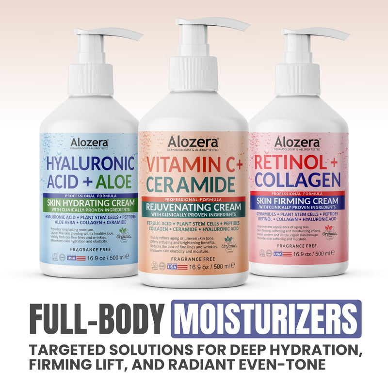 Alozera Rejuvenating Body Lotion with Vitamin C + Ceramide, Body Moisturizer Cream Helps Brighten Skin & Even Skin Tone, Lightweight & Fast Absorbing Lotion, No Added Fragrance, 16.9 Ounce Unscented 16.9 Ounce (Pack of 1) Hydrating Body Lotion