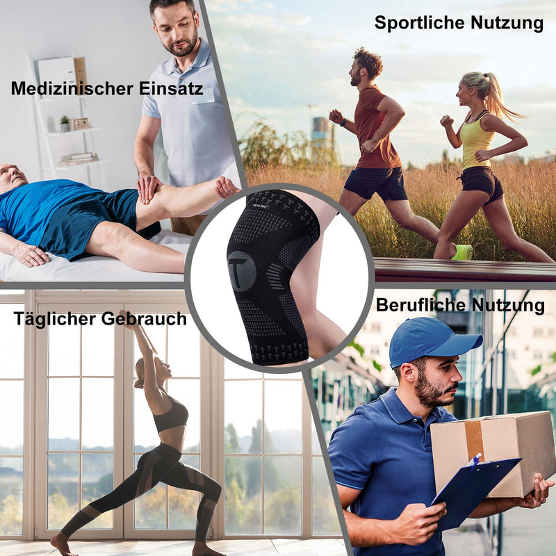 [Australia] - Teylam Knee Brace for Men/Women Set of 2, Medical Knee Pads for Meniscus Tear, Arthritis, ACL, Compression Bandage Knee for Basketball, Volleyball, Yoga, Running, Right & Left Leg Portable XL Black 