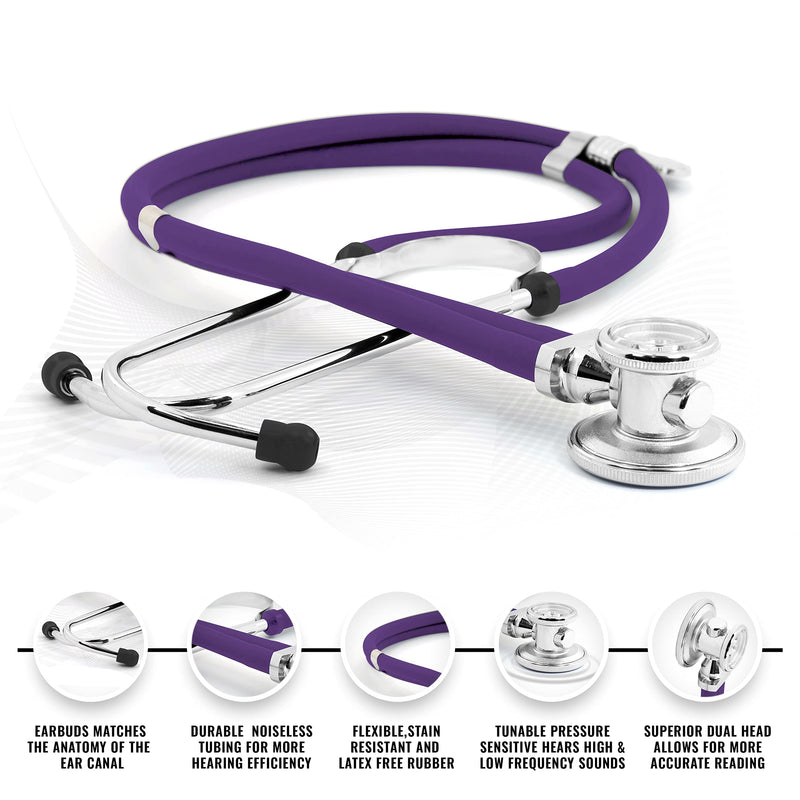 [Australia] - ASA TECHMED Sprague Double Tube Adult and Pediatric Stethoscope + Matching EMT Shears, Ideal for EMT, Nurse, Doctor, Medical Student, Paramedic, and First Responders (Purpe) Purple 
