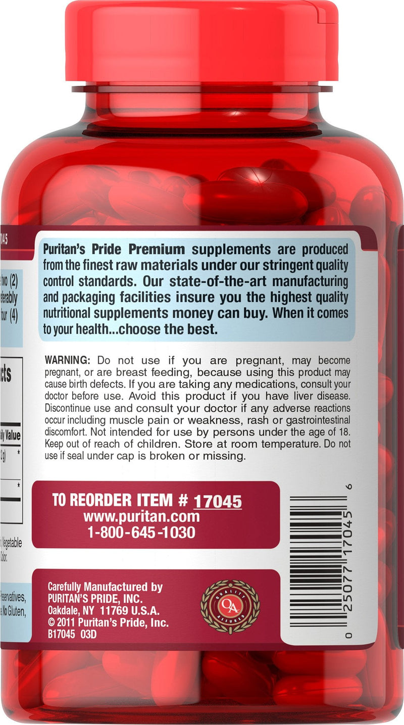 [Australia] - Puritan's Pride Q-Sorb CoQ10 Plus Red Yeast Rice,120 Rapid Release Softgels 