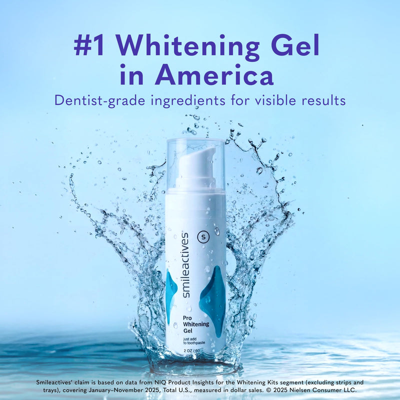 Smileactives Teeth Whitening Gel, Hydrogen Peroxide, Add to Toothpaste | Removes Coffee Stains & Discoloration, Long-Lasting Results, Whiter Smile 2 Ounce (Pack of 1)