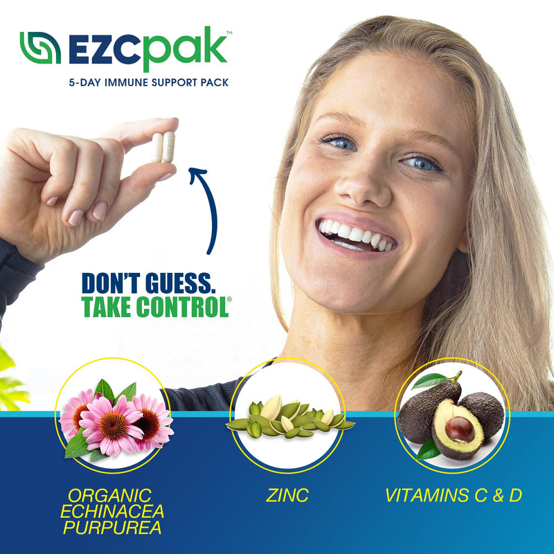 [Australia] - EZC Pak+D 5-Day Tapered Immune System Booster - Vitamin Immune Support Supplement, Echinacea, Zinc, Vitamin C, & Vitamin D, Immune System Support, Immune Boosters for Adults 1 Count (Pack of 1) 