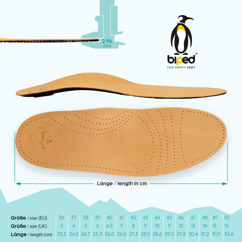 [Australia] - biped Premium footbed made of vegetable tanned leather - with pad - metatarsal support - heel pad and activated carbon z1706 (41) 41 