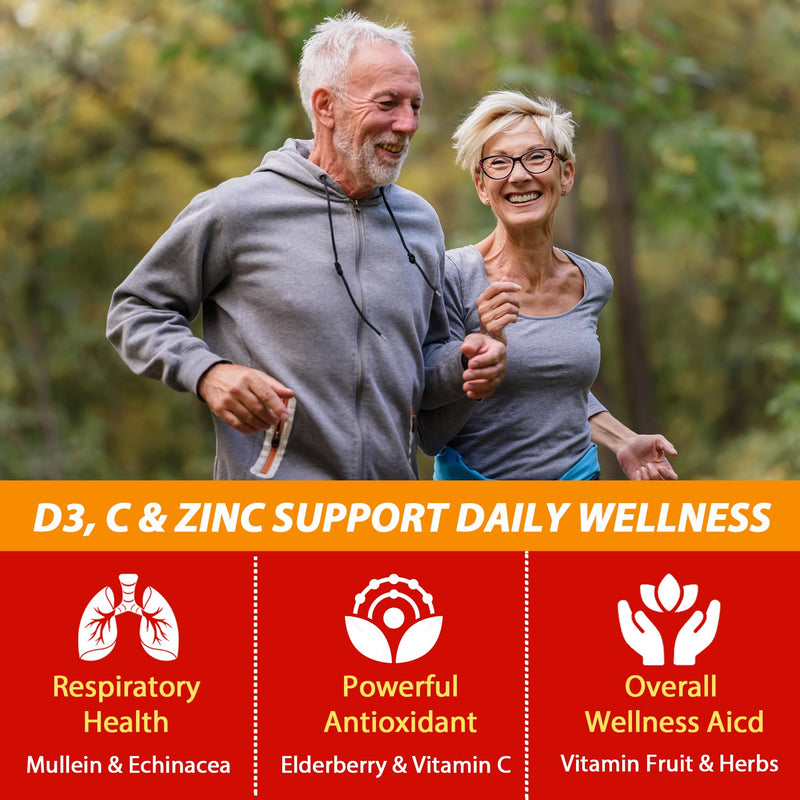 Vitamin C + D3 + Zinc Immune Support Gummies for Adults 50 Plus Elderberry | Vitamin C + D3 + Zinc Gummies for Adults 50 +, Sugar Free Immune Support Supplement w/ Elderberry, Echinacea, Quercetin,1Pack 60 Count (Pack of 2)