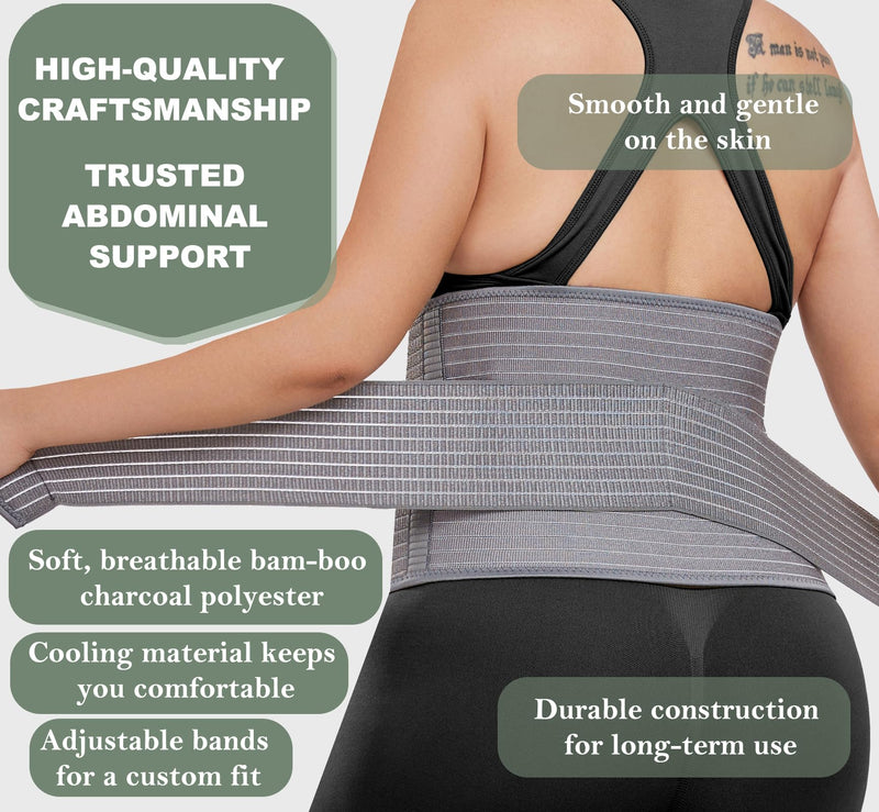 Abdominal Binder Post Surgery - Postpartum Belly Band Wrap | Post C Section Belly Binder Recovery Belt | Stomach Compression Hernia Belt For Men or Women After Pregnancy, Hysterectomy (Large/X-Large) Large/X-Large