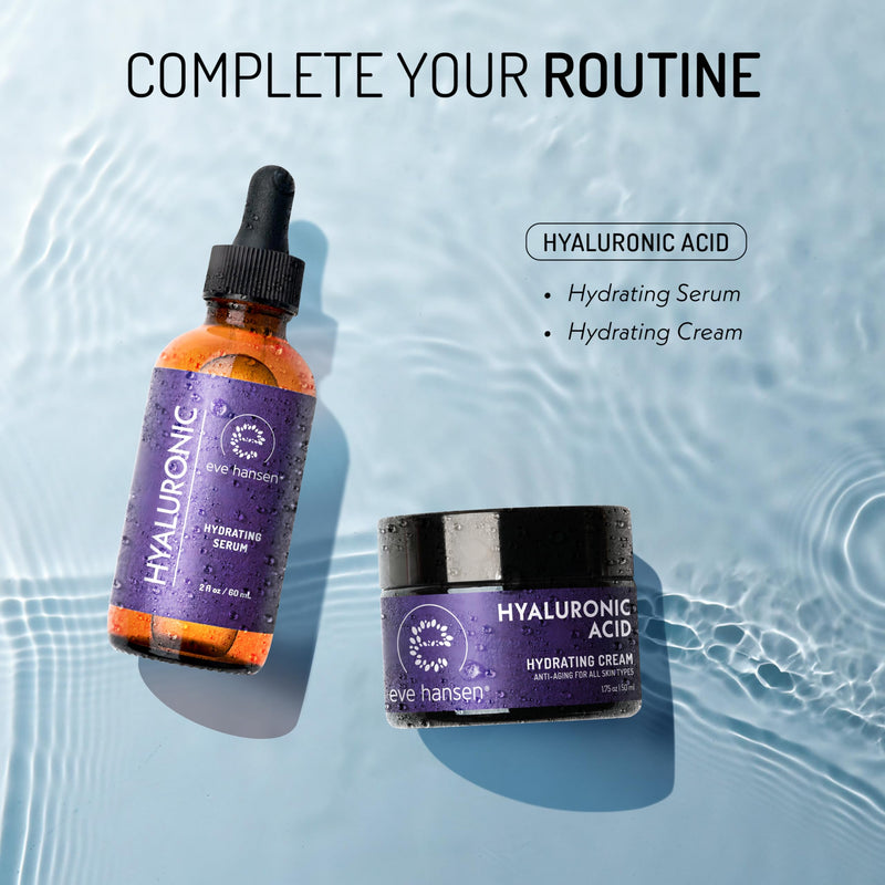 Eve Hansen Hydrating Hyaluronic Acid Serum for Face with Vitamin C, Vitamin E, Green Tea | 72% Organic Firming Facial Moisturizer, Anti-Wrinkle, Skin Plumper (1 oz) 1 Fl Oz (Pack of 1)