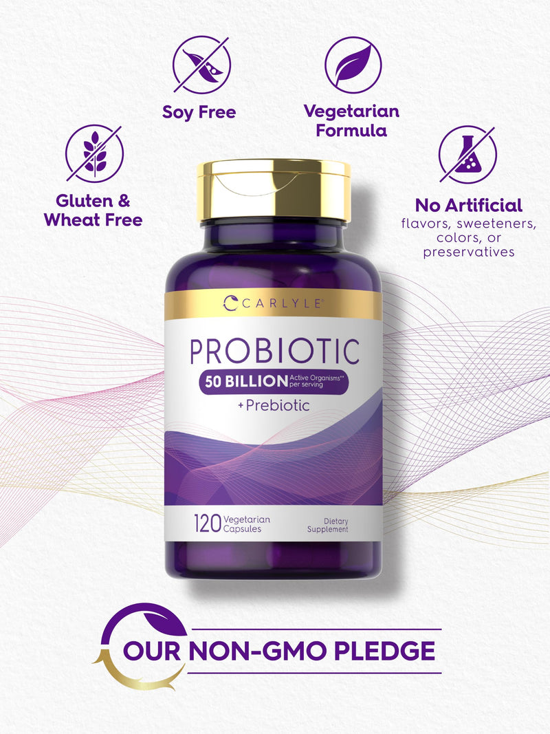 [Australia] - Carlyle Probiotics with Prebiotics | 120 Capsules | 50 Billion Active Organisms | Non-GMO & Gluten Free Supplement 