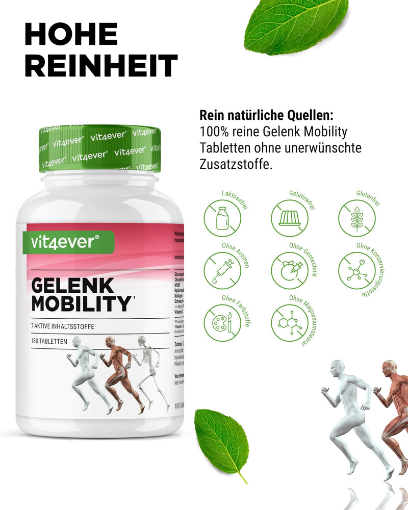 [Australia] - Joint Mobility - 180 tablets - High dosage with 7 active ingredients: Glucosamine + Chondrotin + MSM + Hyaluronic Acid + Collagen + Vitamin C + Black Pepper Extract 