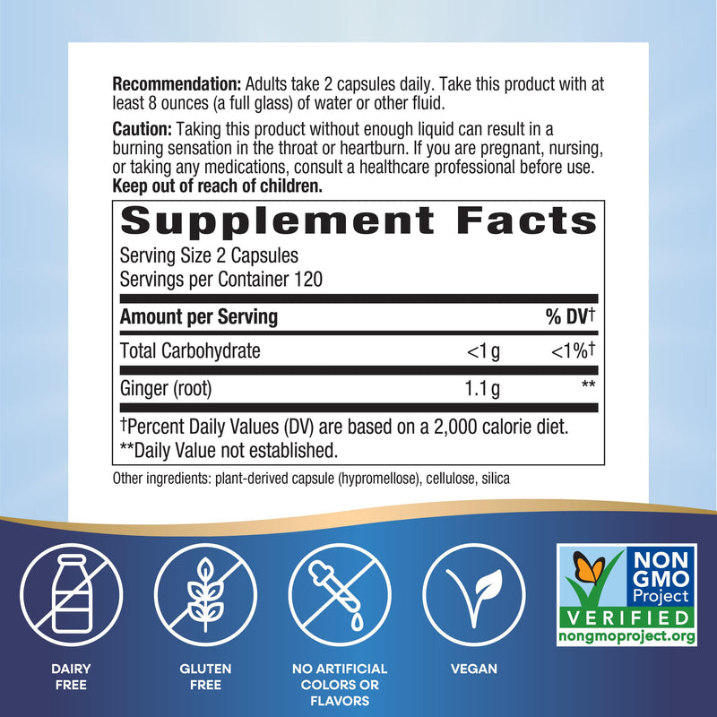 [Australia] - Nature's Way Ginger Root, Promotes Digestive Comfort*, 1,100 mg Per 2-capsule Serving, Non-GMO Project Verified, Vegan, 240 Capsules (Packaging May Vary) 240 Count (Pack of 1) Herbal Supplement 