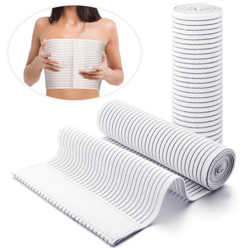 Geiserailie 2 Pcs Chest Compression Wrap Breast Support Band Sports Support Strap Bandage Adjustable Chest Binder for Large Breasted Women Prevent Breast Bounce for Sports Running(White,Large) White