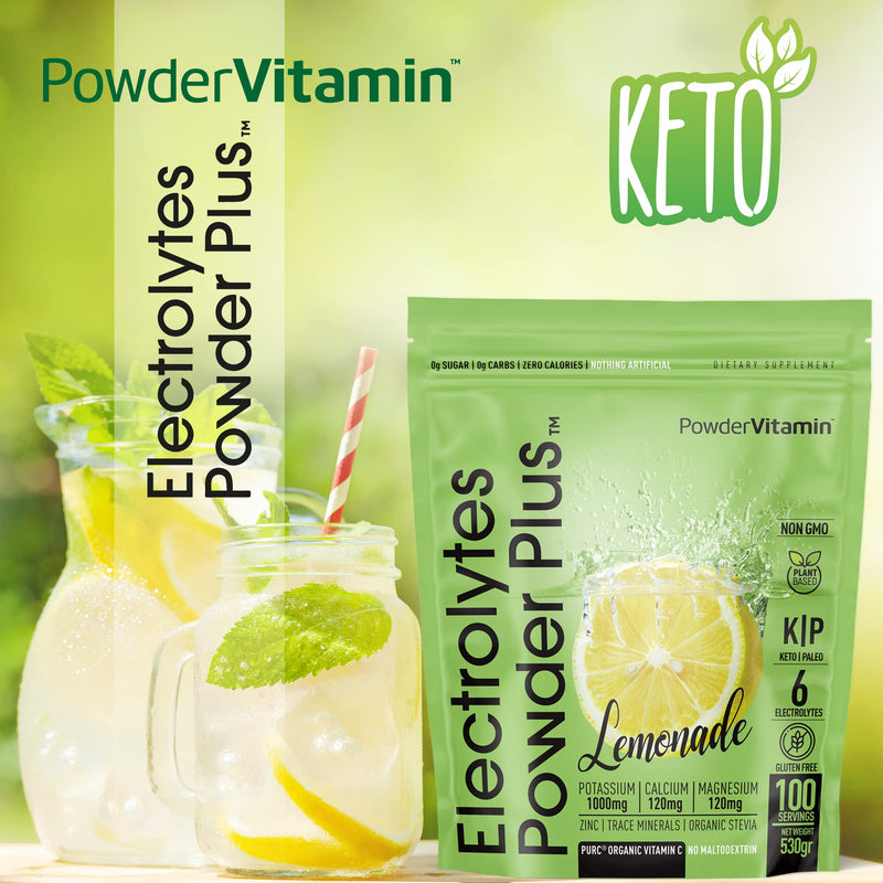 [Australia] - Electrolytes Powder Plus Keto, Lemonade (100 Servings) 0 Sugar, No Maltodextrin,1000mg Potassium,120mg Calcium,120mg Magnesium,Organic Vitamin C,Zero Calories, Energy Hydration Powder 