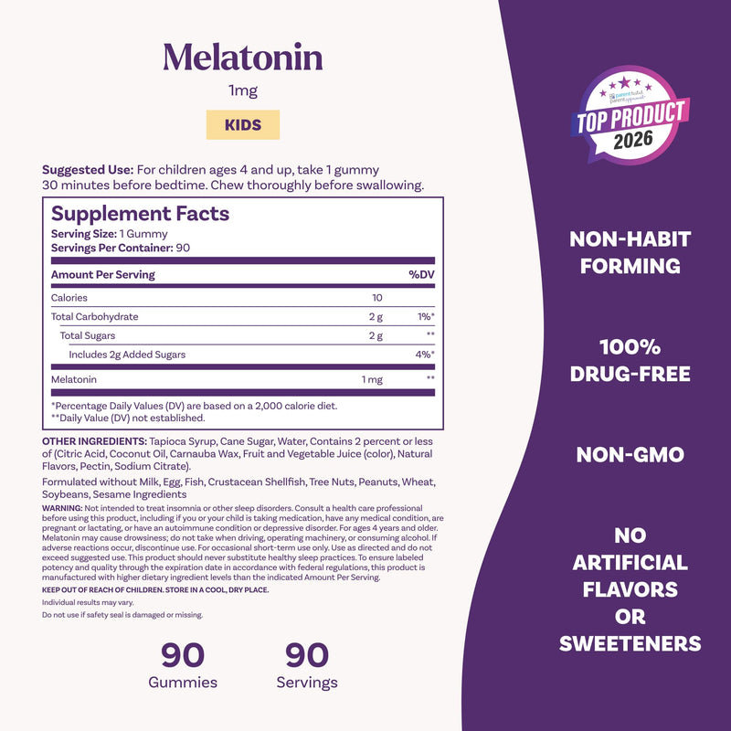 Natrol Kids Melatonin 1mg, for Restful Sleep, 90 Raspberry-Flavored Gummies 90 Count (Pack of 1)
