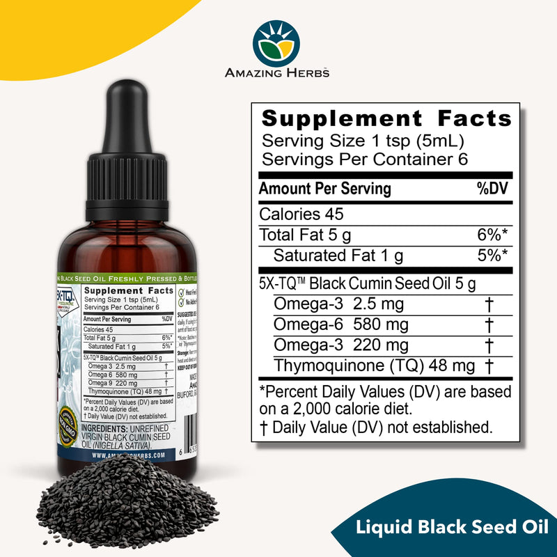 [Australia] - Amazing Herbs Premium Black Seed Oil - Gluten Free, Non GMO, Cold Pressed Nigella Sativa Aids in Digestive Health, Immune Support, Brain Function, Joint Mobility - 1 Fl Oz 1 Fl Oz (Pack of 1) 